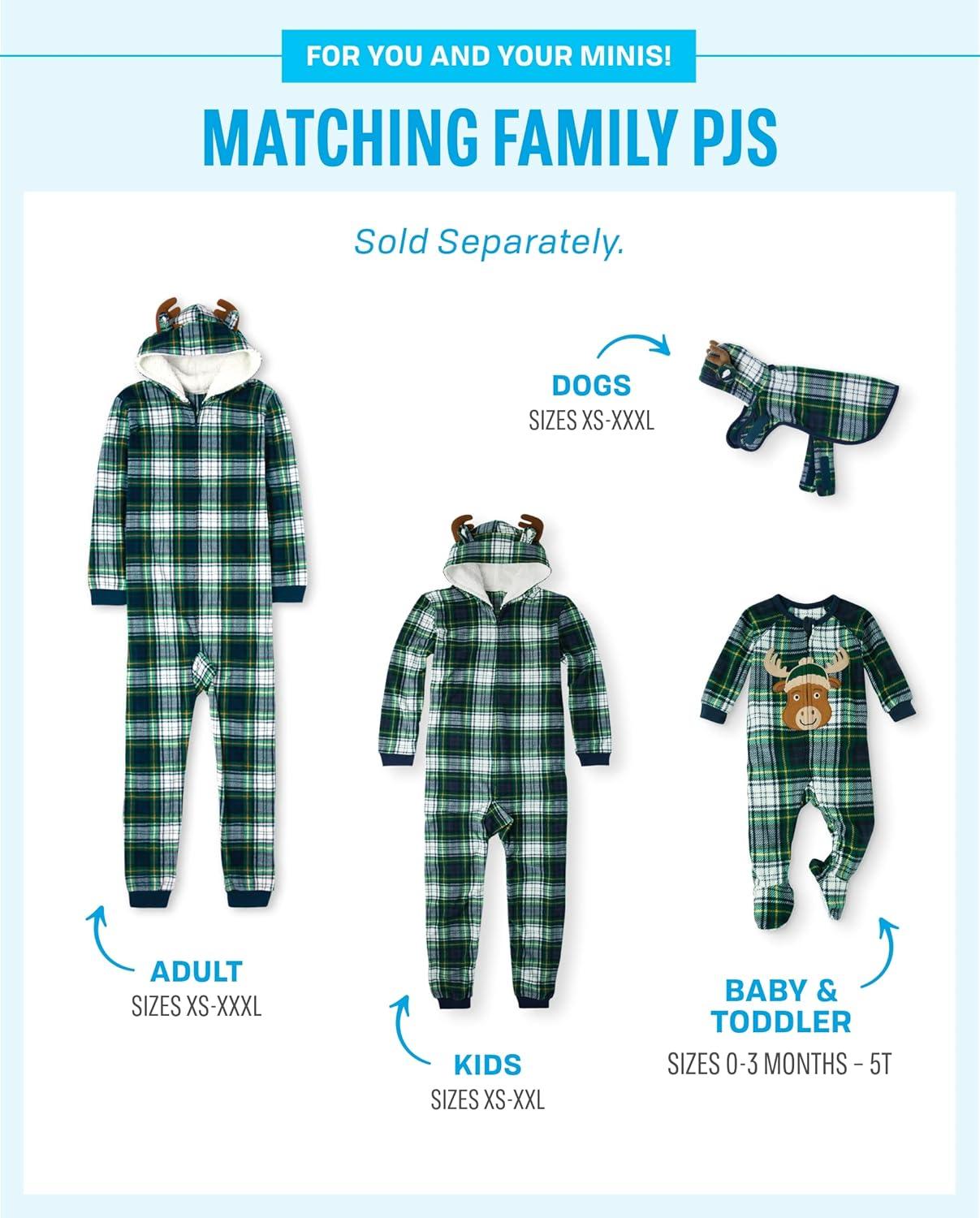 imageThe Childrens Place Baby and Family Matching Fleece Holiday Pajama SetMoose Plaid