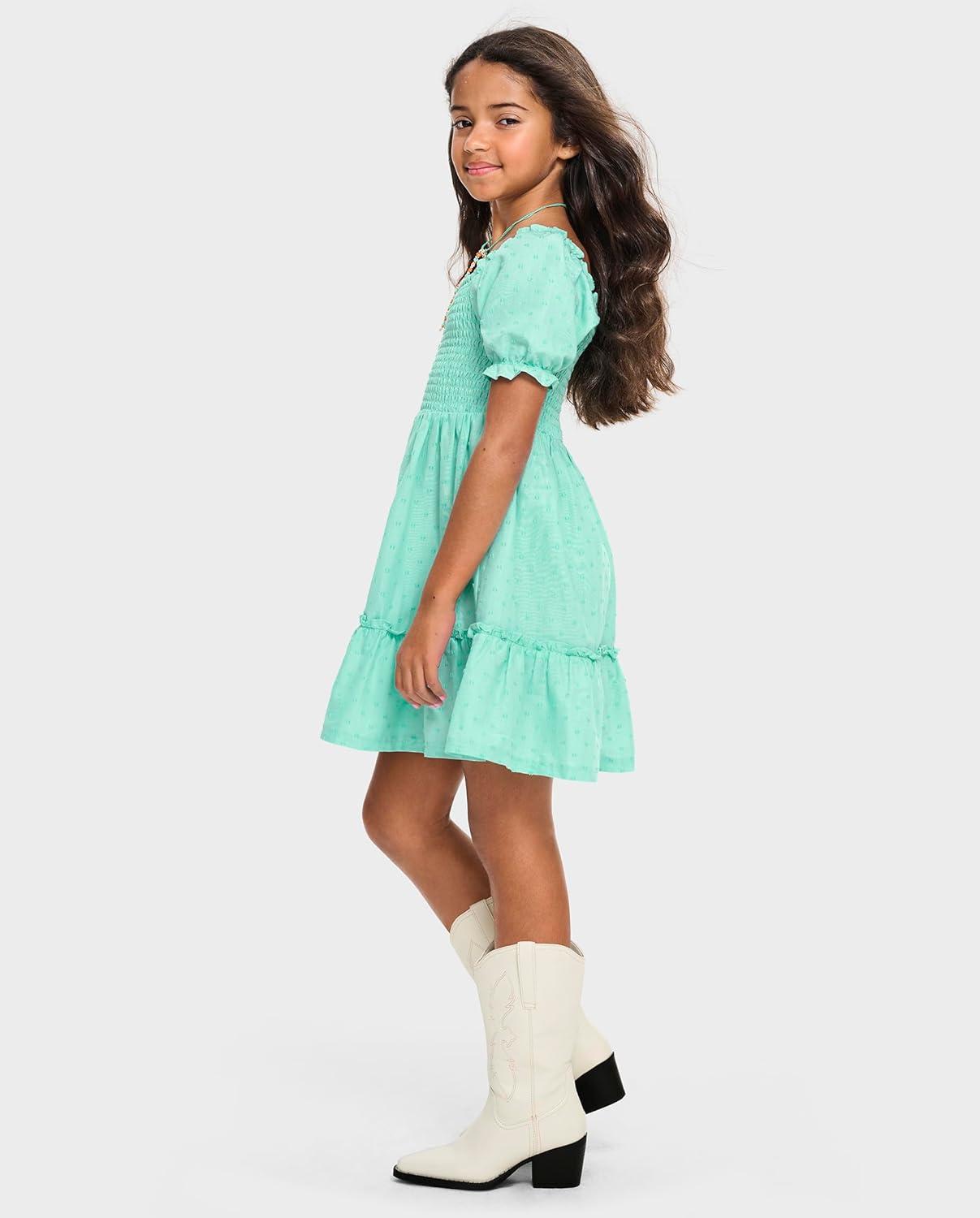 imageThe Childrens Place girls Floral Smocked Babydoll DressMint Tea