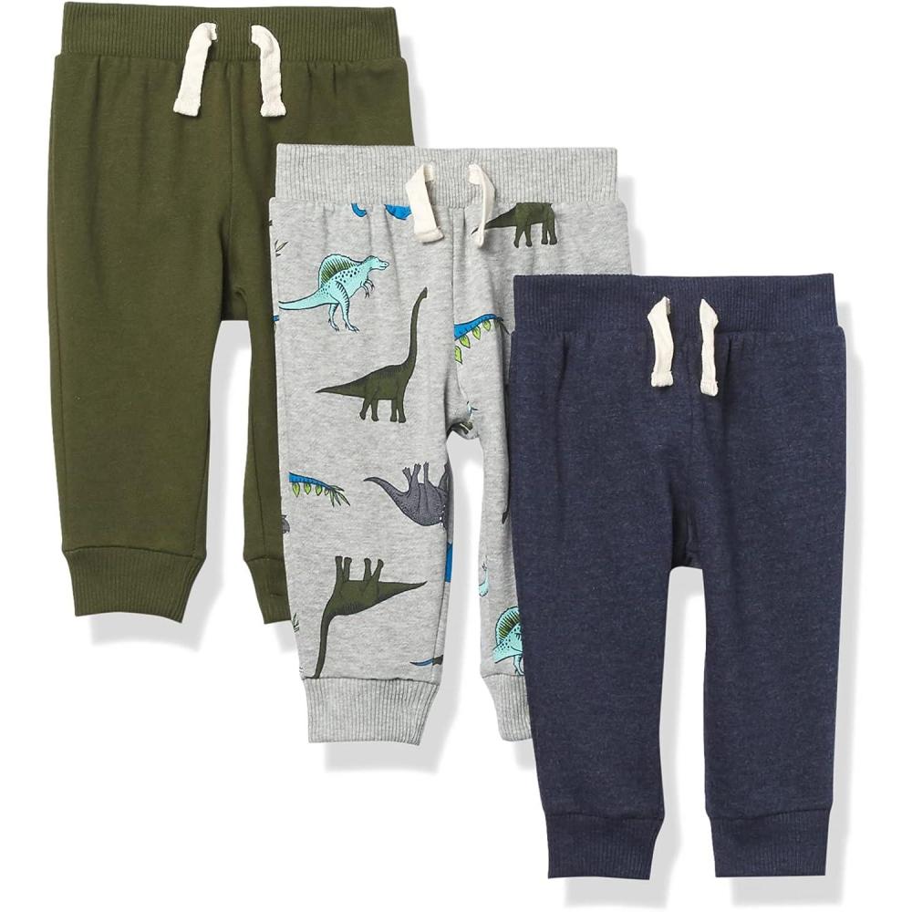 imageAnd Toddler Boy Active Striped Fleece Jogger Pants 2packTidalOliveAllover Dino