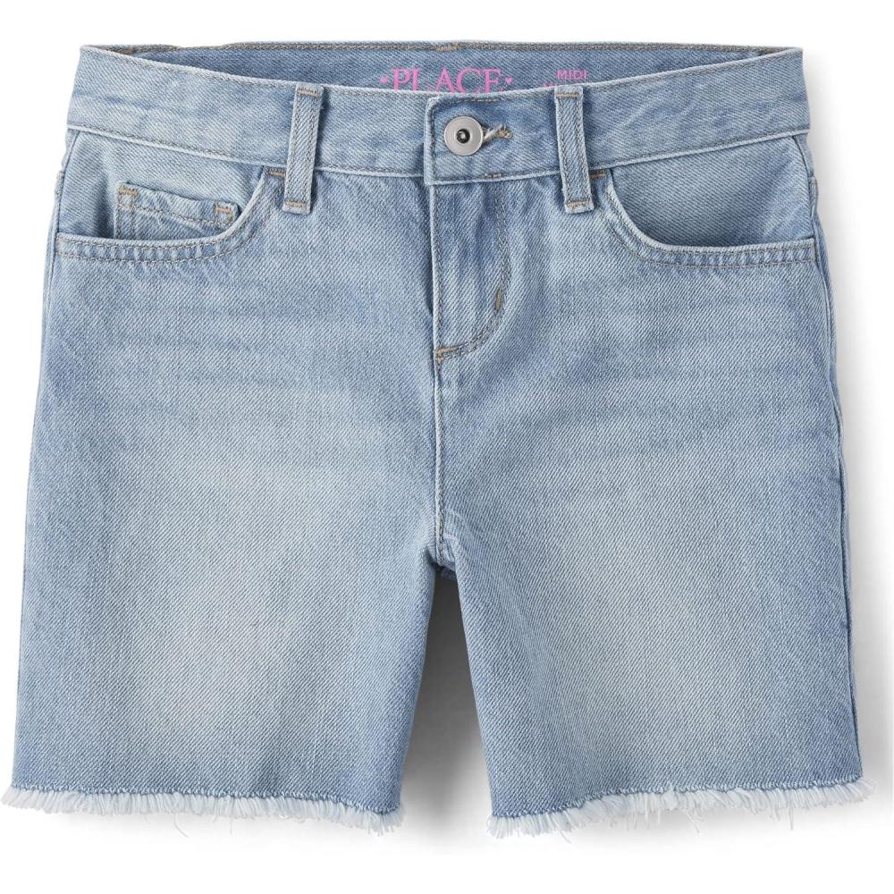 imageDenim Midi ShortsStraight Leg Peony Wash