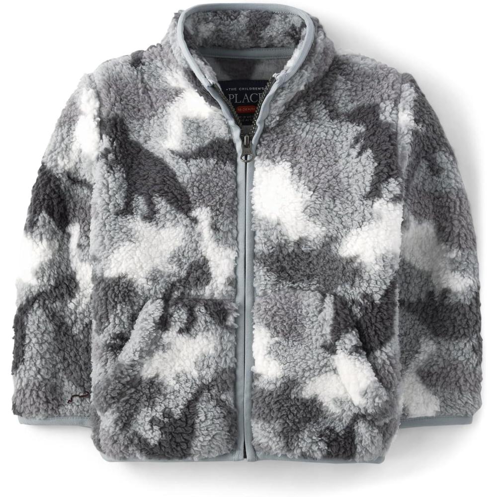 imageThe Childrens Place Baby Boys and Toddler Cozy Fuzzy Sherpa JacketDino Camo