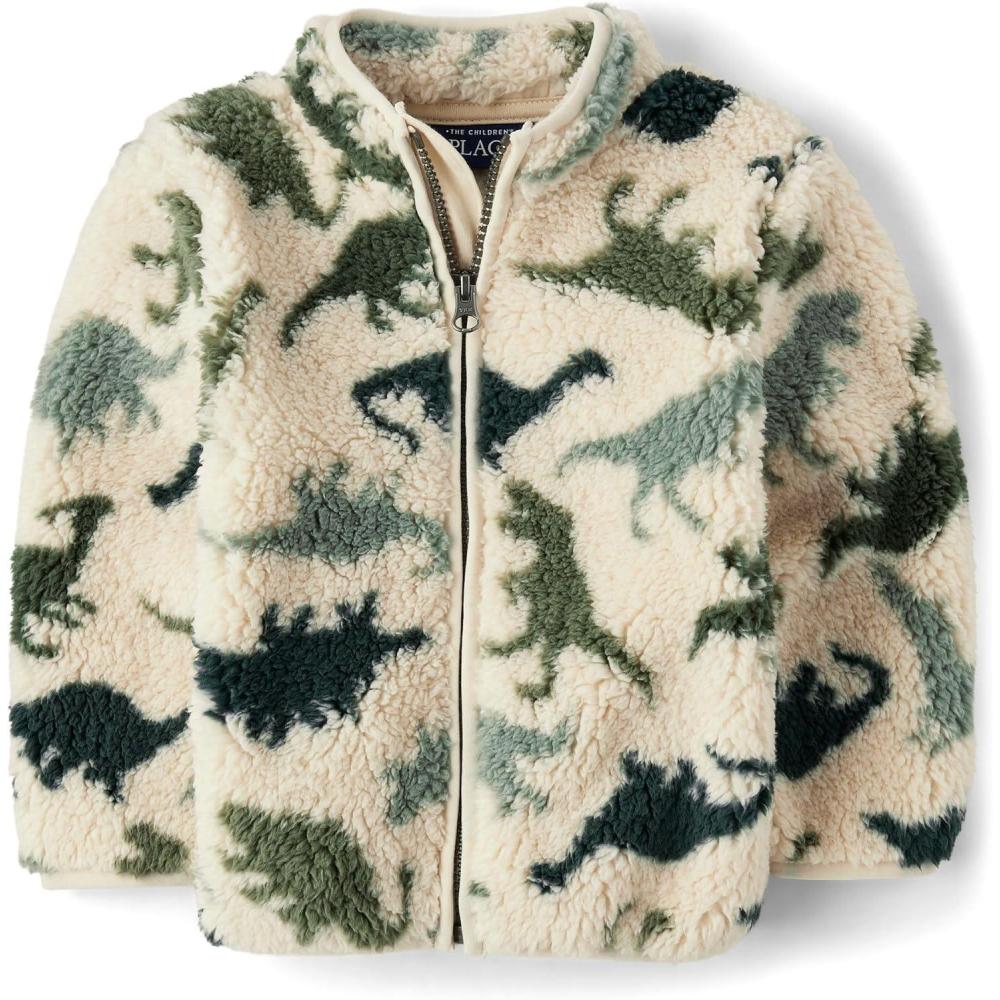 imageThe Childrens Place Baby Boys and Toddler Cozy Fuzzy Sherpa JacketHay Stack Dinos