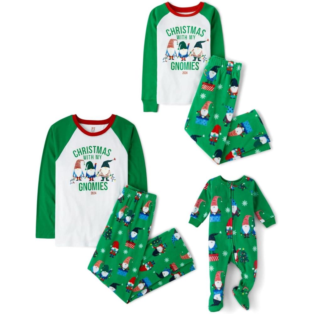 imageThe Childrens Place Baby and Family Matching Fleece Holiday Pajama SetGreen Christmas With My Gnomies