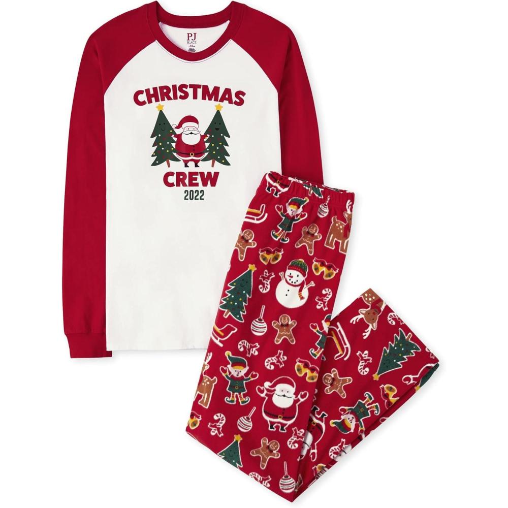 imageThe Childrens Place Baby and Family Matching Fleece Holiday Pajama SetXmas Crew 22