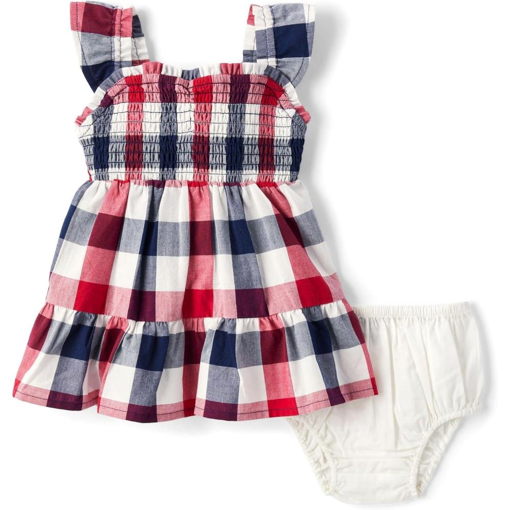 imageThe Childrens Place BabyGirls and Newborn Casual Short Sleeve Dress with Diaper CoverAmericana Gingham