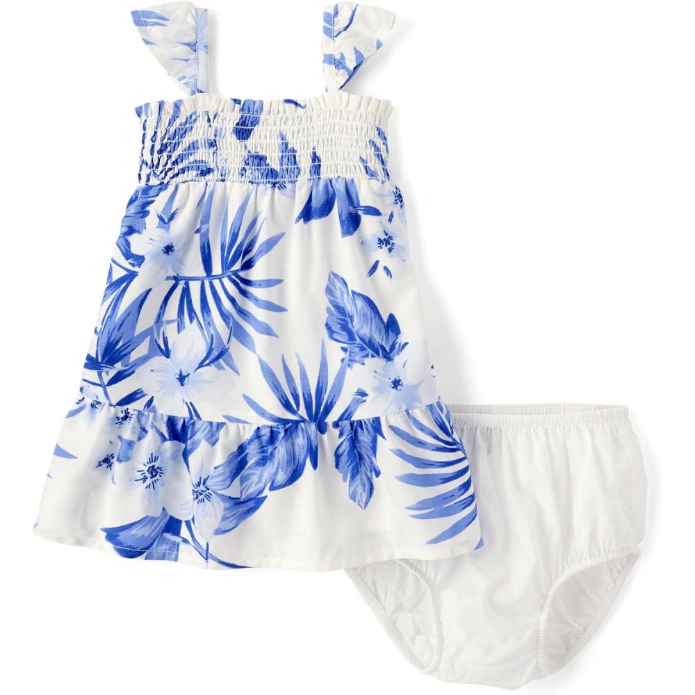 imageThe Childrens Place BabyGirls and Newborn Sleeveless Casual DressWhite Tropical Print