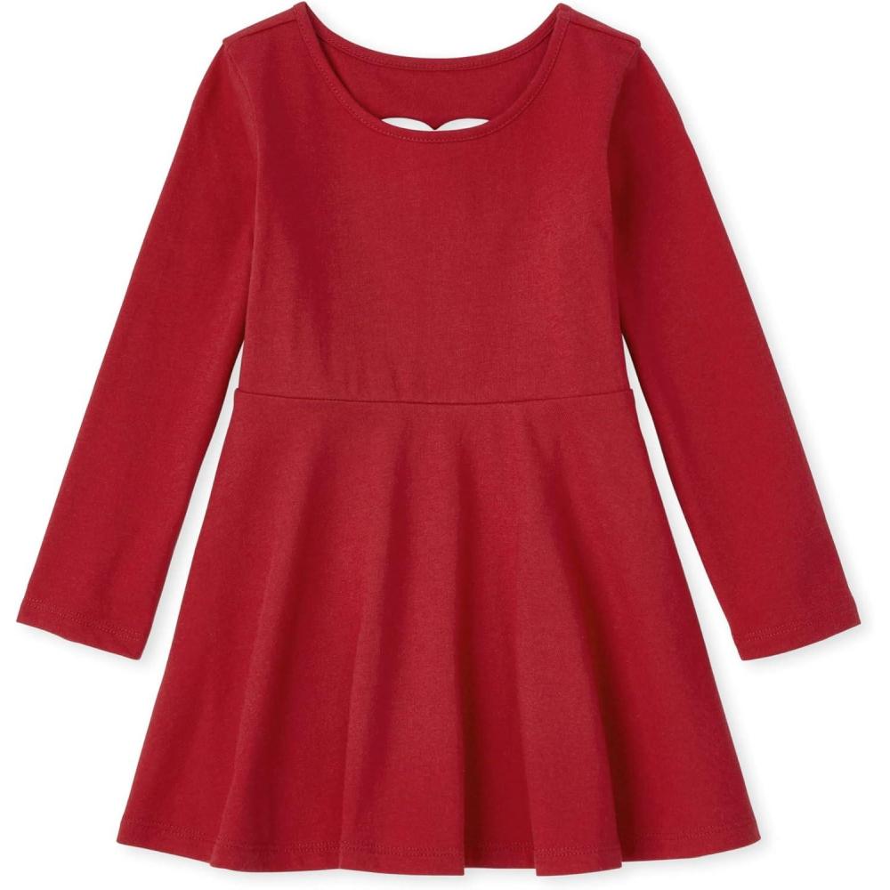 imageThe Childrens Place BabyGirls and Toddler Skater Dress Long SleeveClassic Red