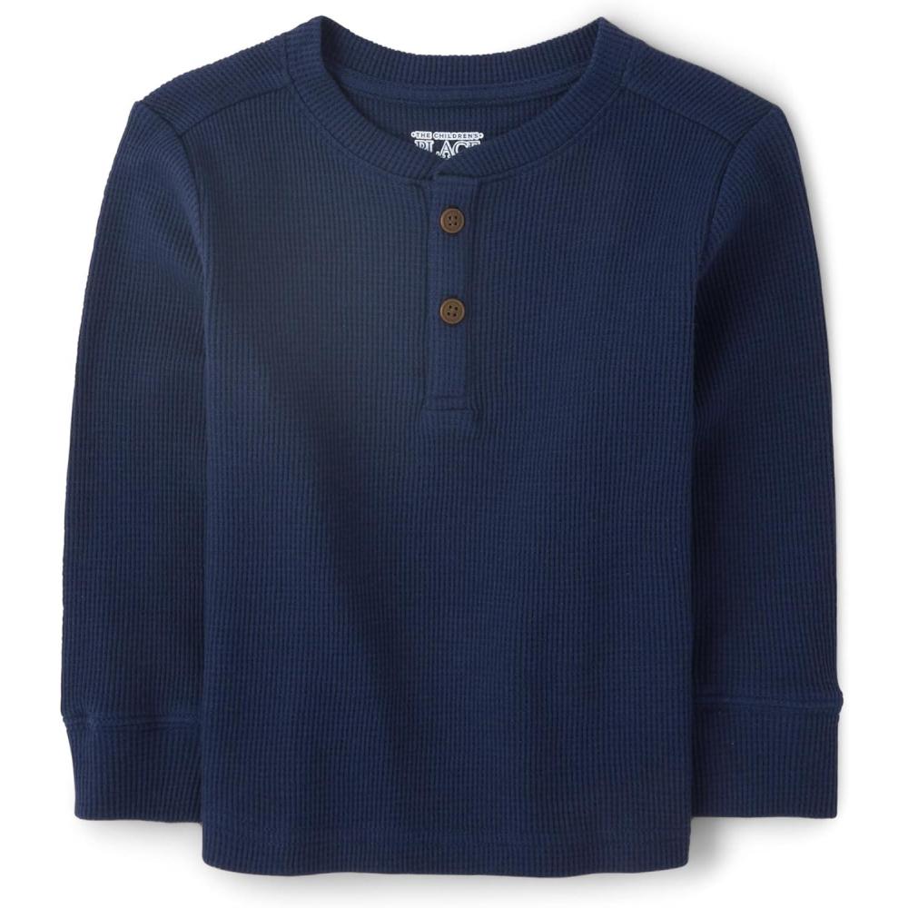 imageThe Childrens Place Boys and Toddler Long Sleeve Thermal Henley ShirtTidal
