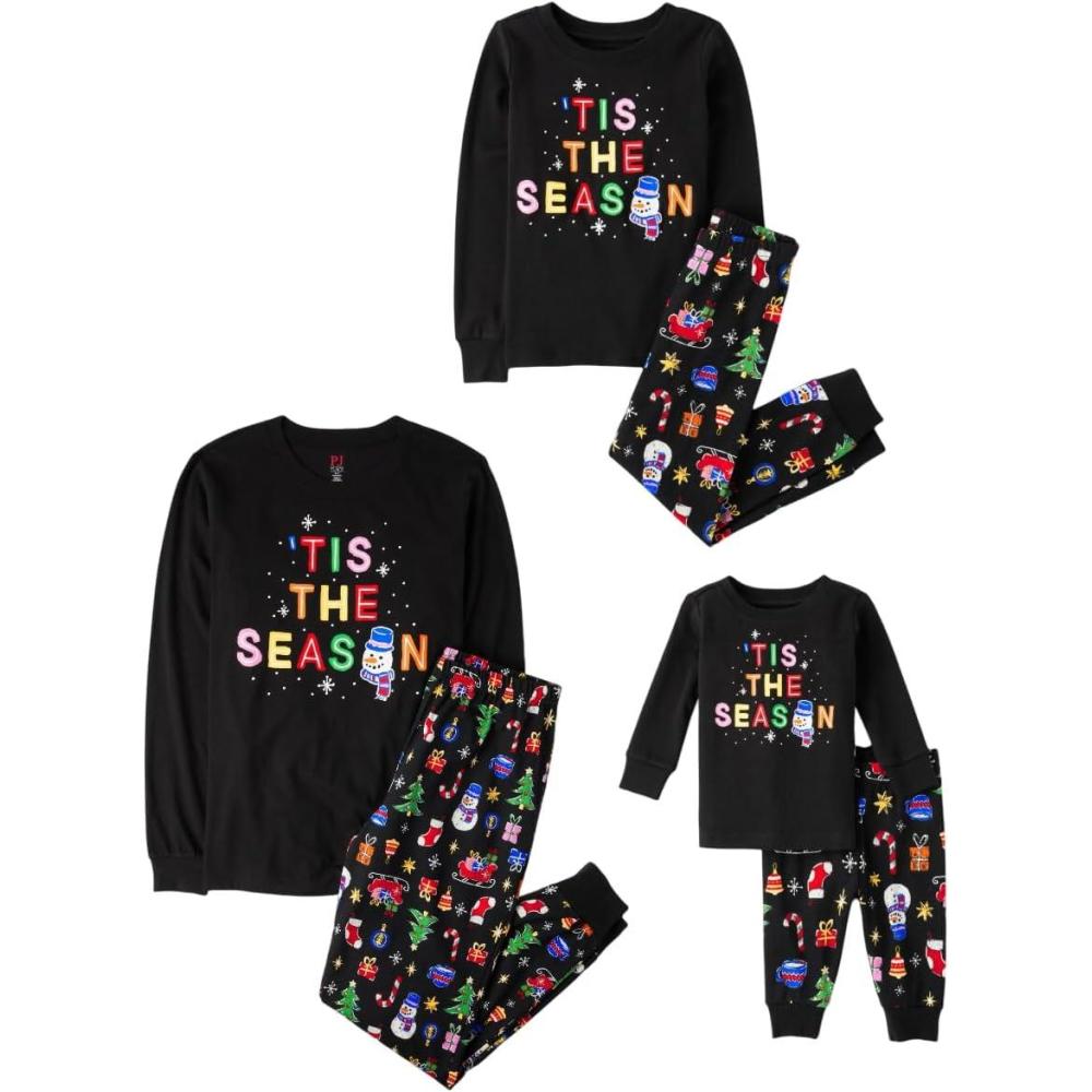 imageThe Childrens Place Family Matching Christmas and Holiday Pajama Sets CottonBlack Glow