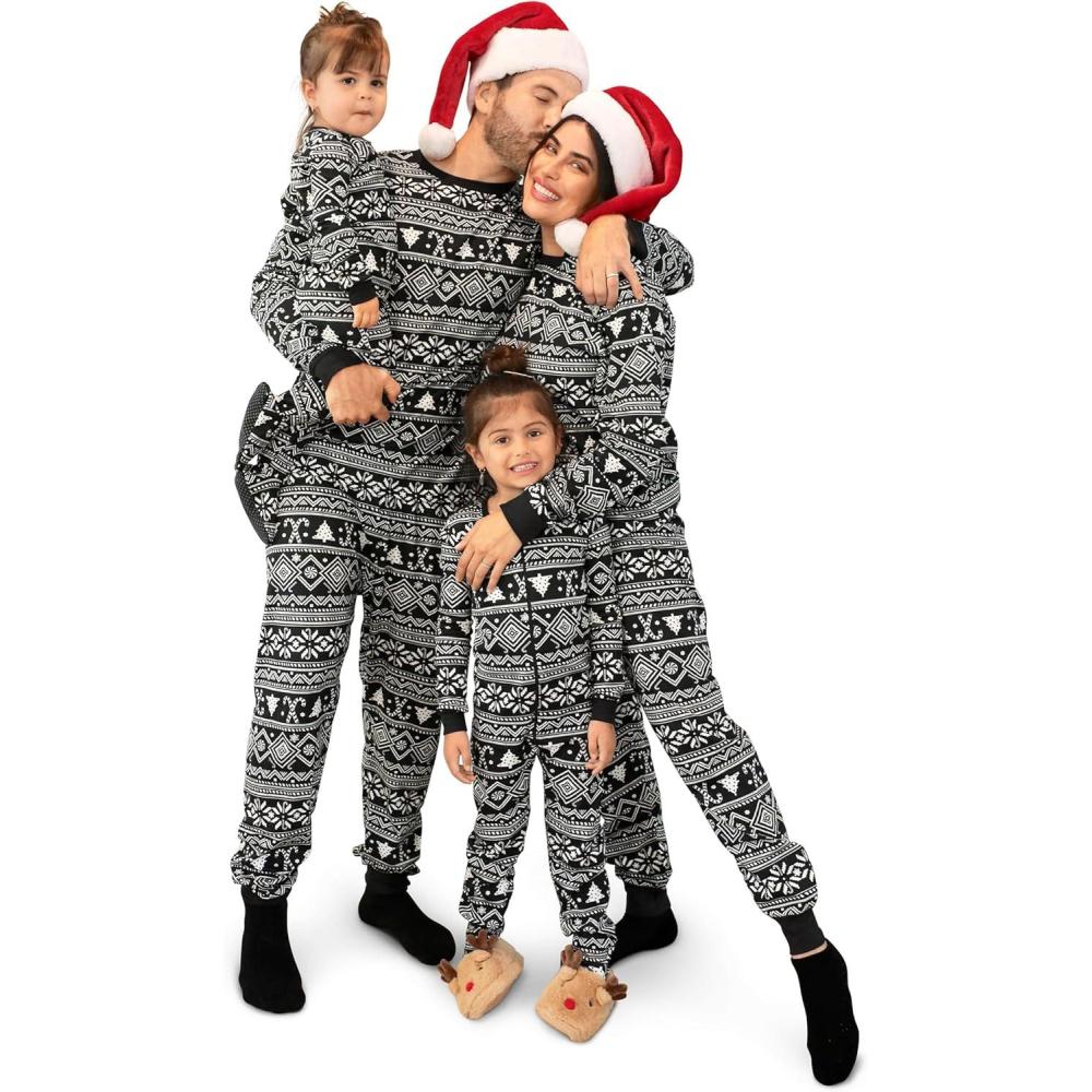 imageThe Childrens Place Family Matching Christmas and Holiday Pajama Sets CottonFairsile  Black