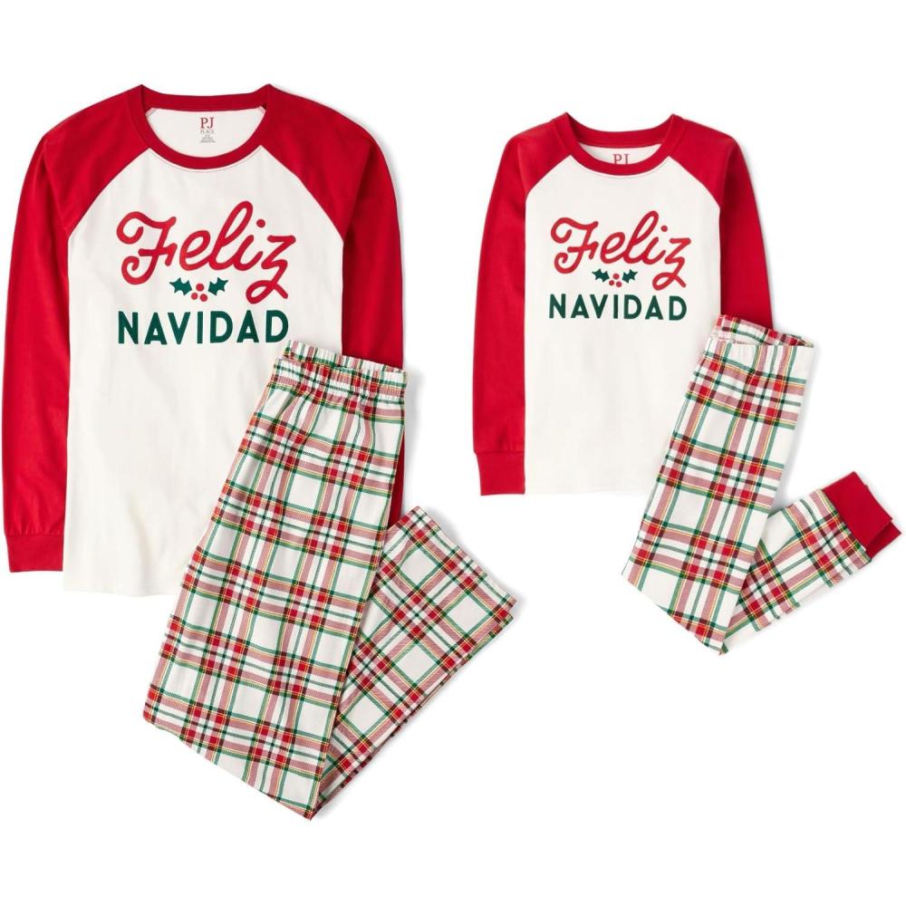 imageThe Childrens Place Family Matching Christmas and Holiday Pajama Sets CottonFeliz Navidad Holiday
