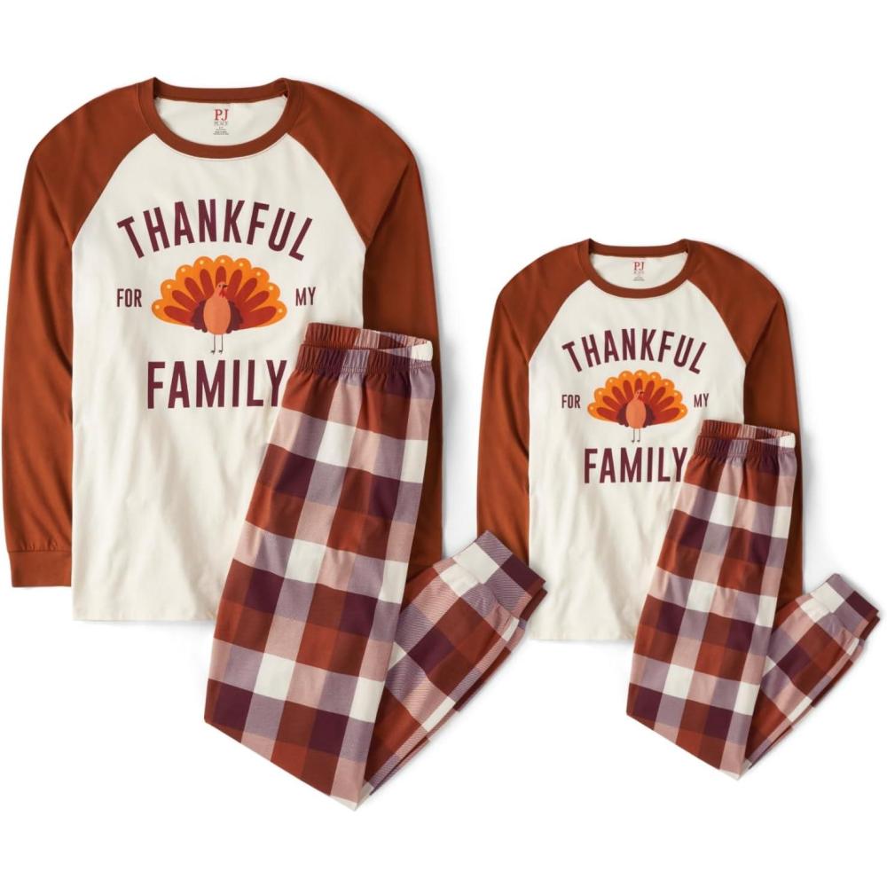 imageThe Childrens Place Family Matching Christmas and Holiday Pajama Sets CottonThankful Family
