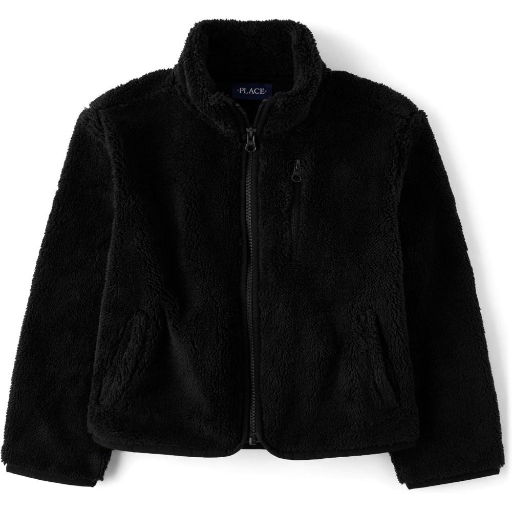 imageThe Childrens Place Girls Cozy Sherpa FullZip JacketBlack
