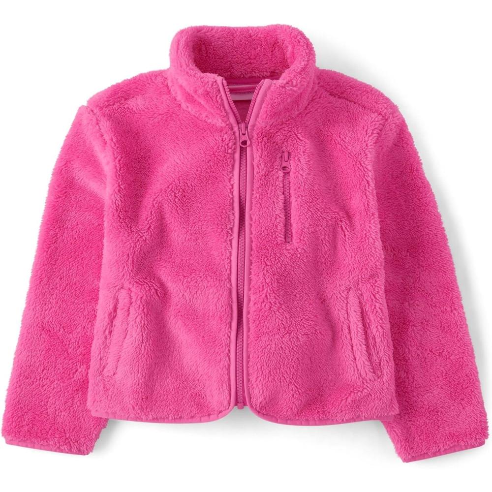 imageThe Childrens Place Girls Cozy Sherpa FullZip JacketPink Summer