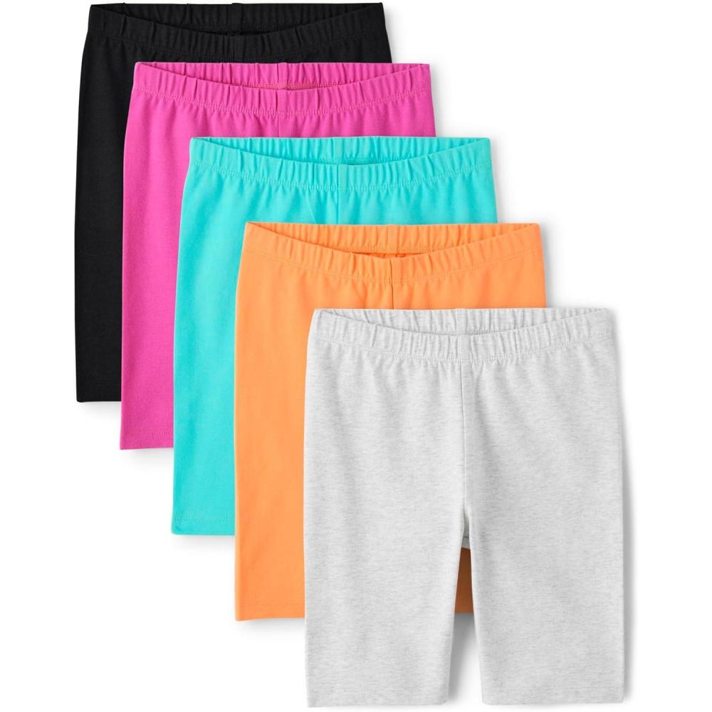imageThe Childrens Place Girls Essential Bike ShortsNeon Summer 5pack