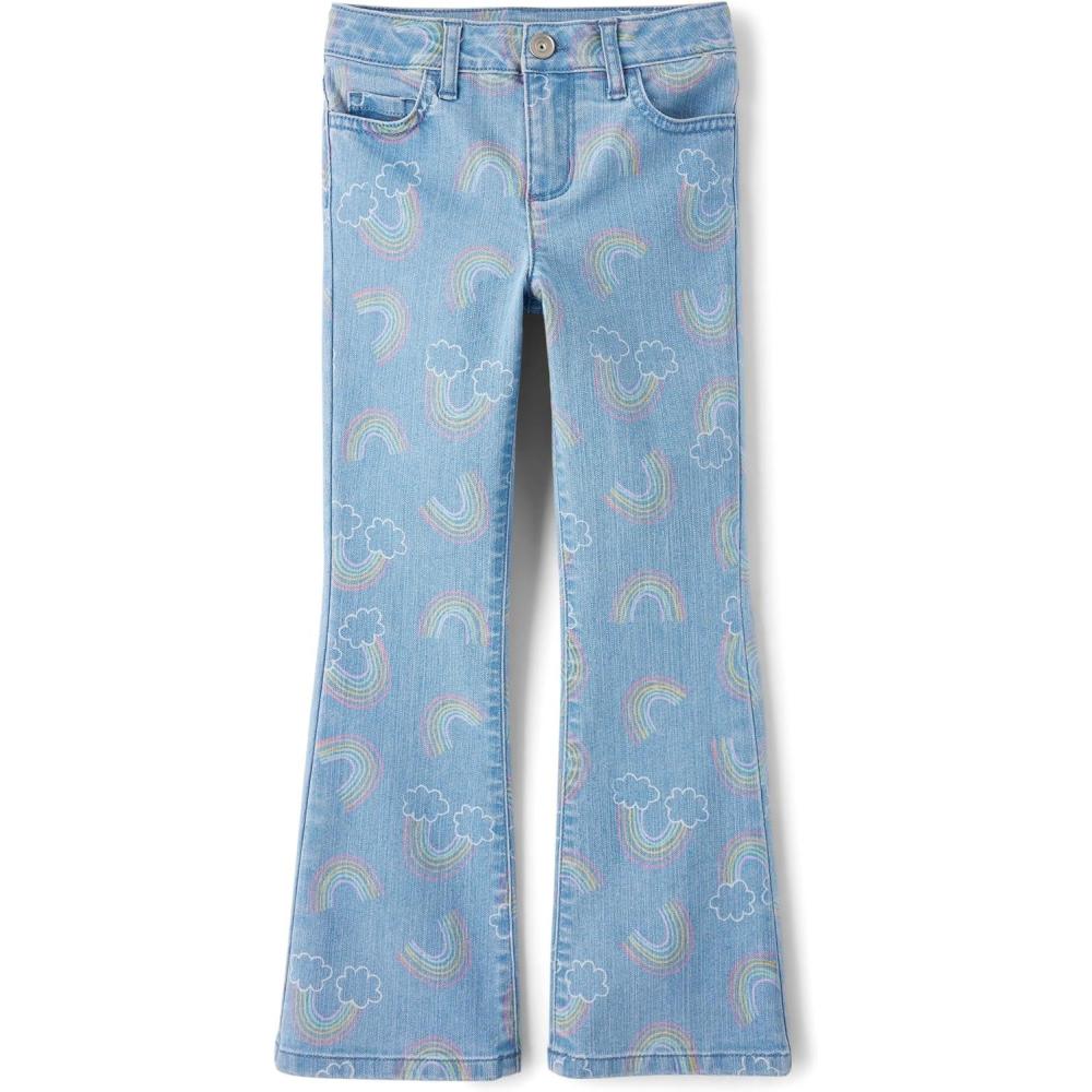 imageThe Childrens Place Girls Flare JeansValley Wash Rainbows High Rise