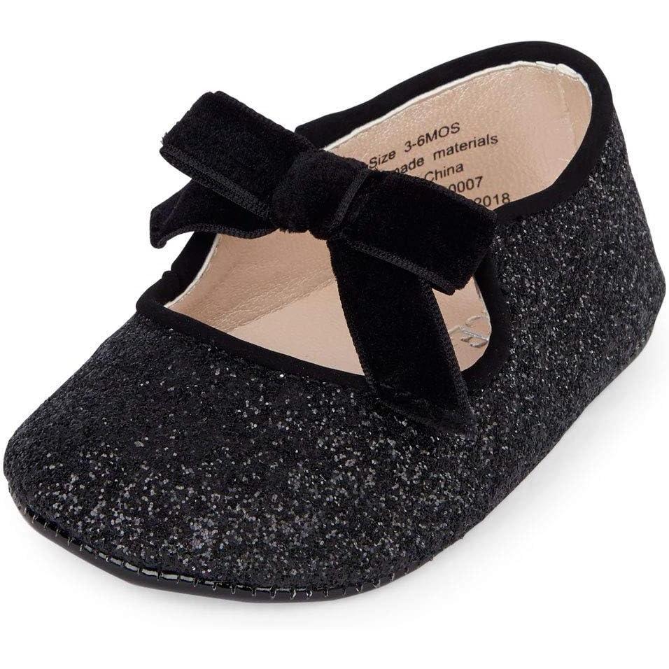 imageThe Childrens Place Girls Kayla Velvet Flat Shoe ShoeBlack