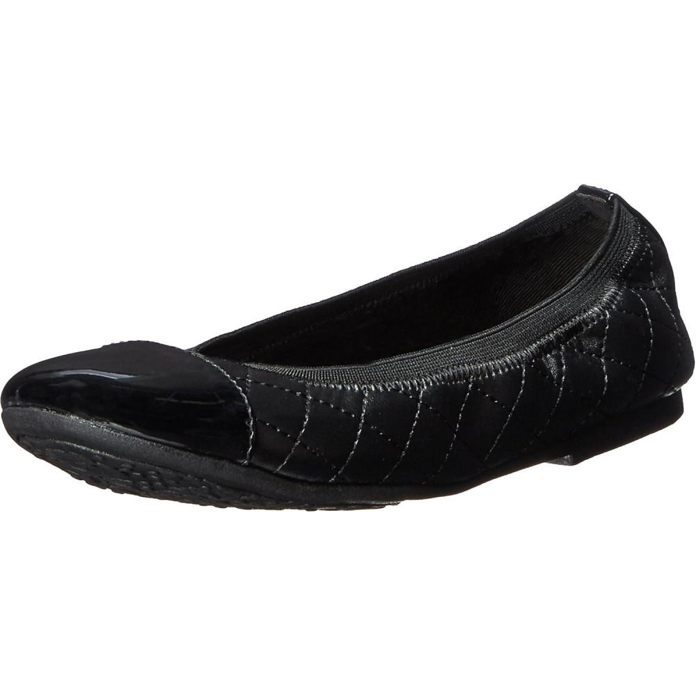 imageThe Childrens Place Girls Kayla Velvet Flat Shoe ShoeBlack Quilted