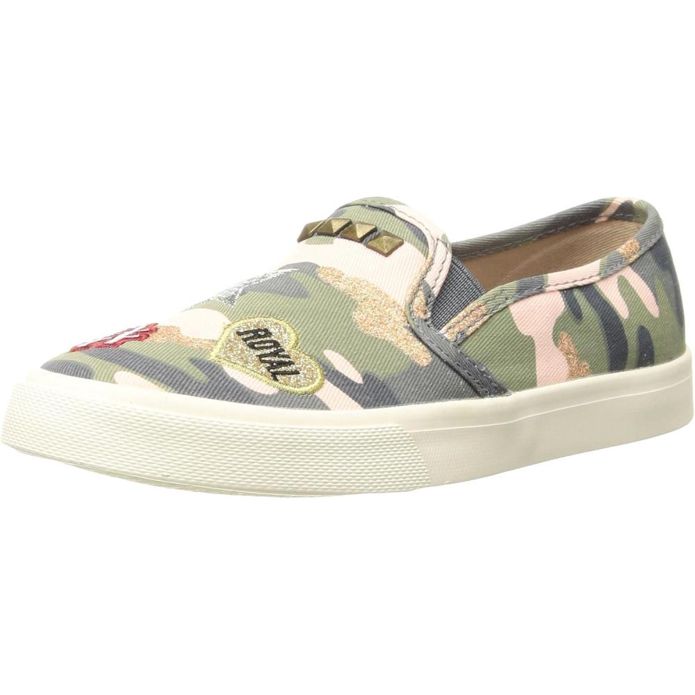 imageThe Childrens Place Girls Kayla Velvet Flat Shoe ShoeCamobg Camo Slipon