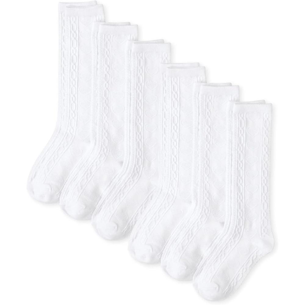 imageThe Childrens Place Girls Knee Socks Variety PackWhite 6pack