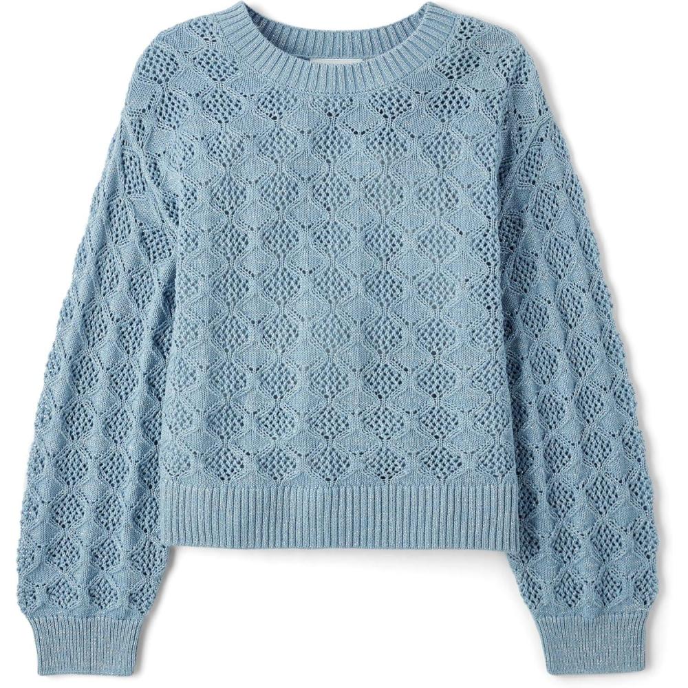 imageThe Childrens Place Girls Long Sleeve Crew Neck Pullover SweaterBlue Aura