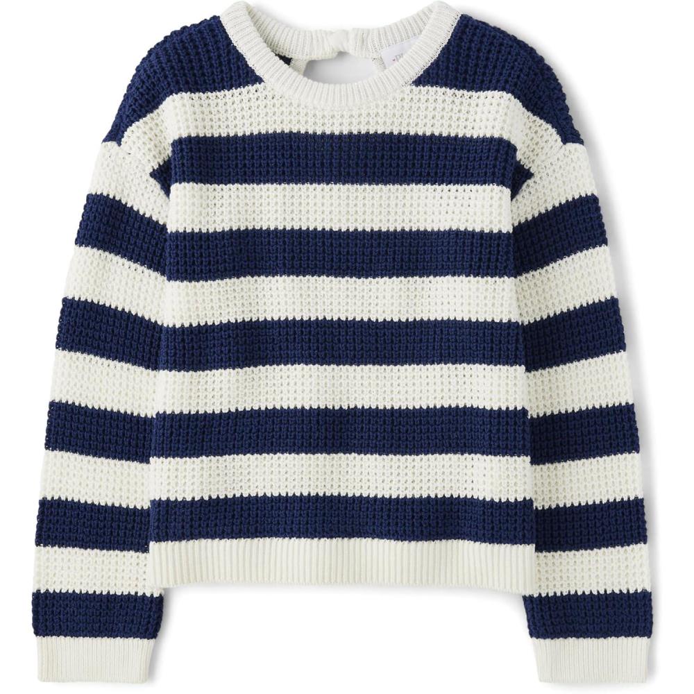 imageThe Childrens Place Girls Long Sleeve Crew Neck Pullover SweaterBunny Tail Stripe
