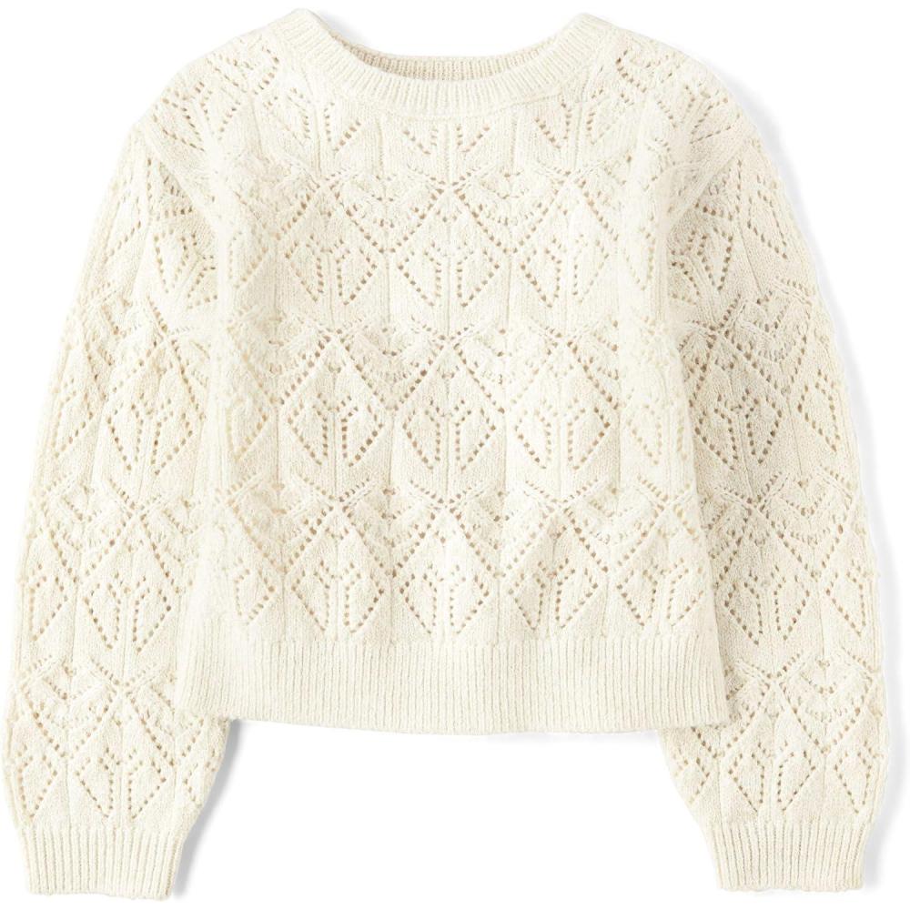 imageThe Childrens Place Girls Long Sleeve Crew Neck Pullover SweaterBunnys Tail Stitched