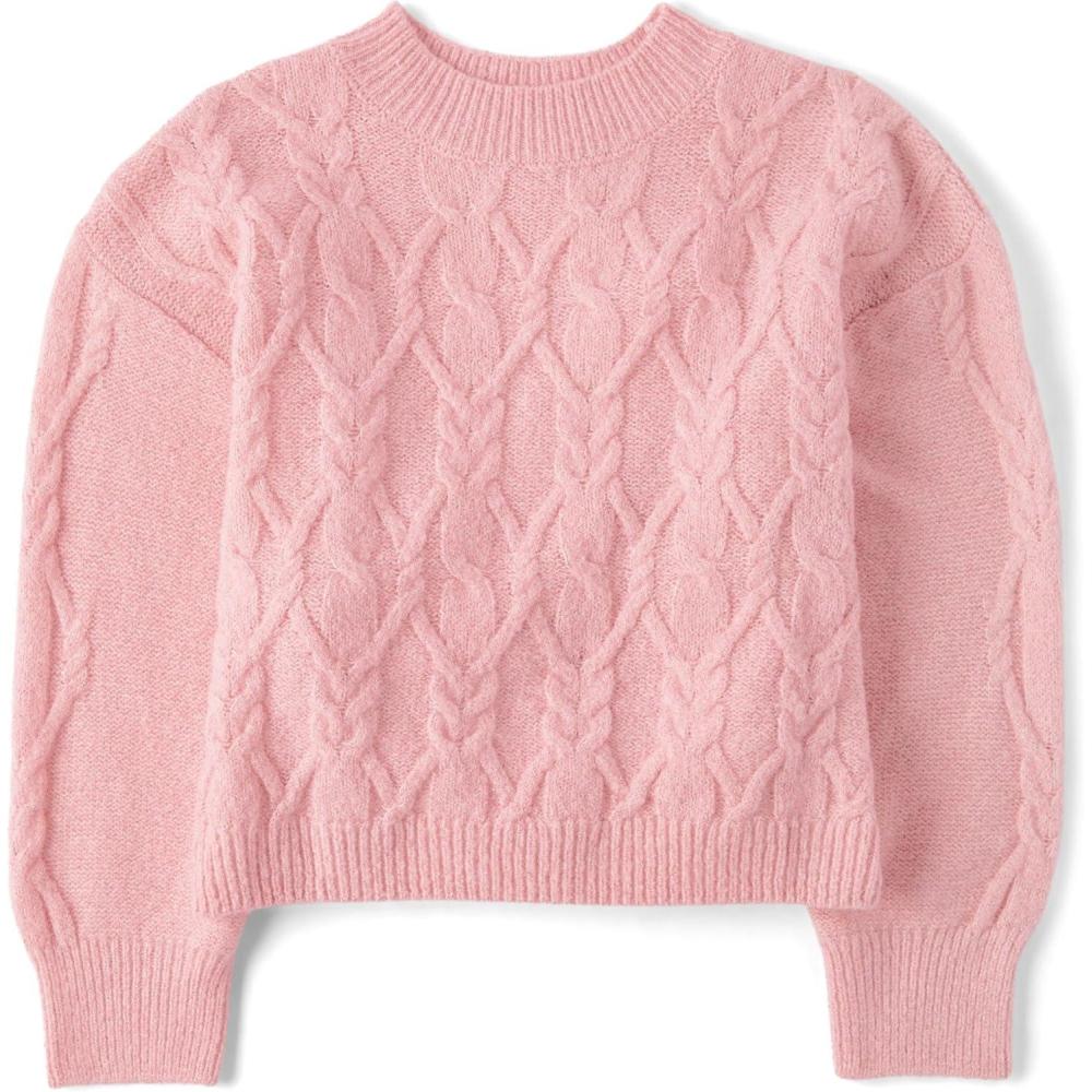 imageThe Childrens Place Girls Long Sleeve Pullover Cable Knit SweaterLt Plum
