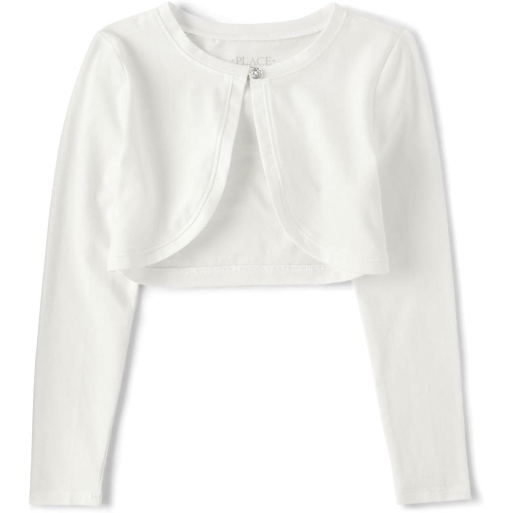 imageThe Childrens Place Girls Long Sleeve Shrug CardiganWhite