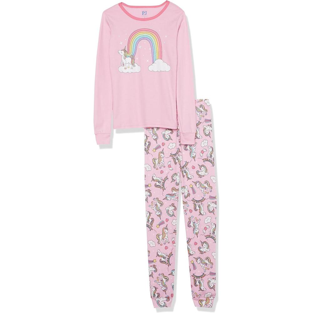 imageThe Childrens Place Girls Long Sleeve Top and Pants Pajama SetsUnicorn Sparkle Pink