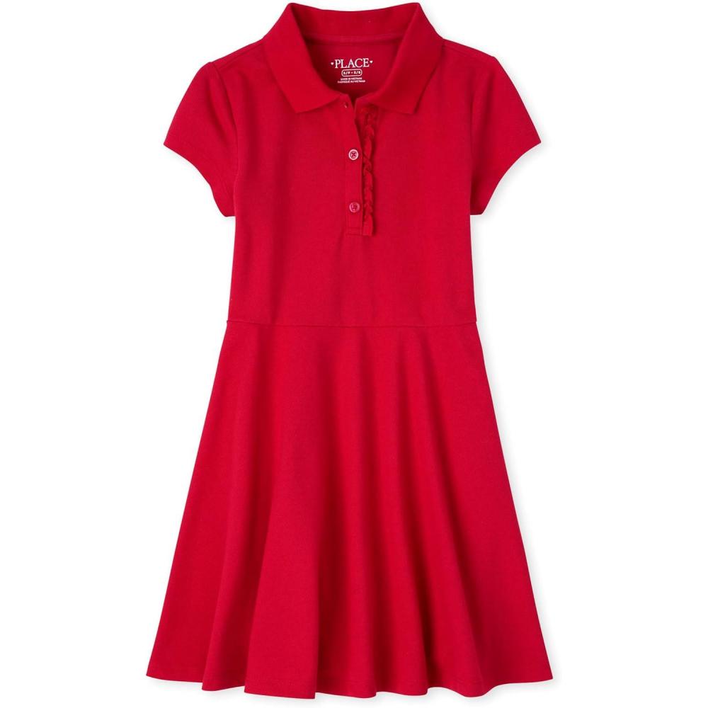 imageThe Childrens Place Girls Pique Polo DressRuby
