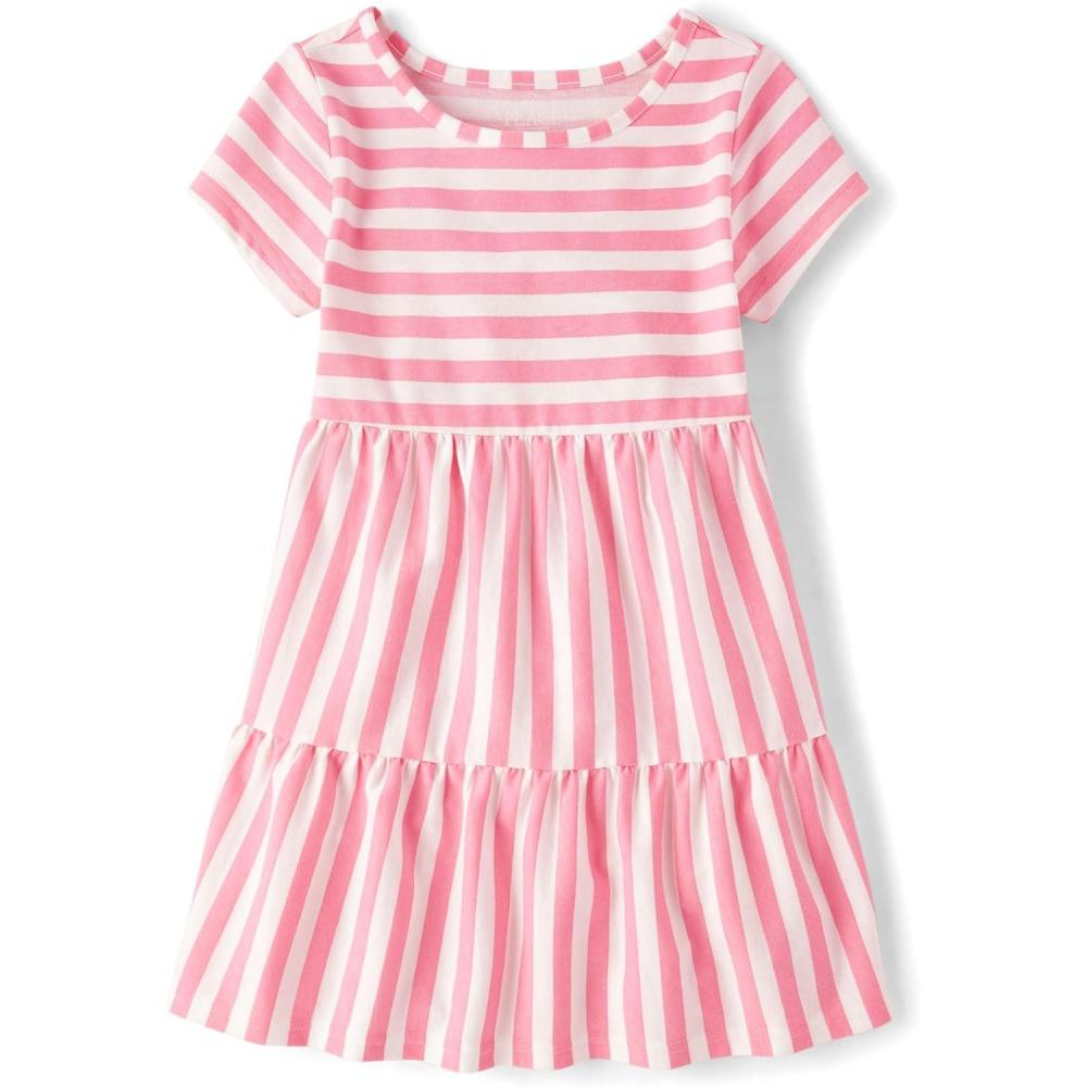 imageThe Childrens Place Girls Short Sleeve Dressy DressCosmos Stripe