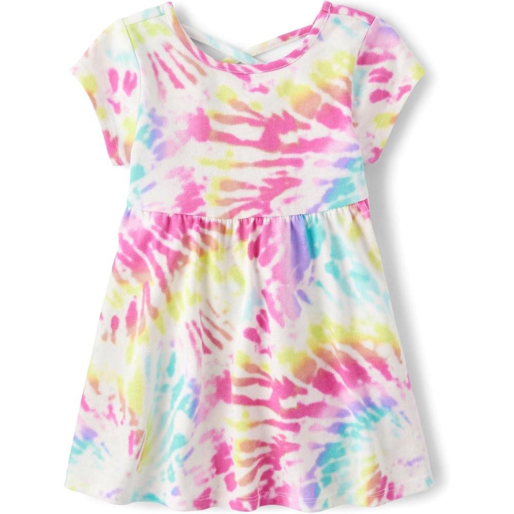imageThe Childrens Place Girls Short Sleeve Dressy DressPink Tie Dye Swirl