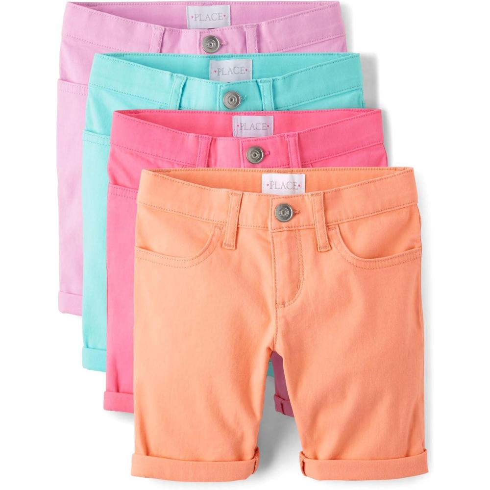 imageThe Childrens Place Girls Sold Skimmer ShortsSolid Multicolor 4pack