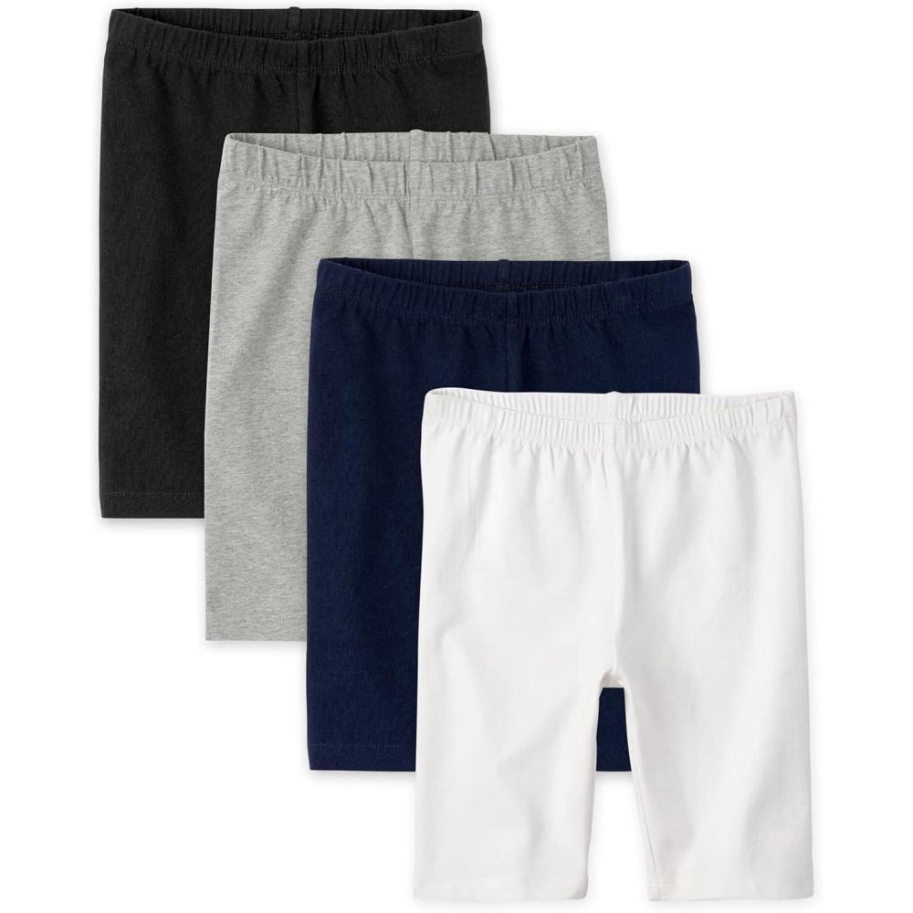 imageThe Childrens Place Girls Solid Bike ShortsBlack HT Grey Tidal White 4pack