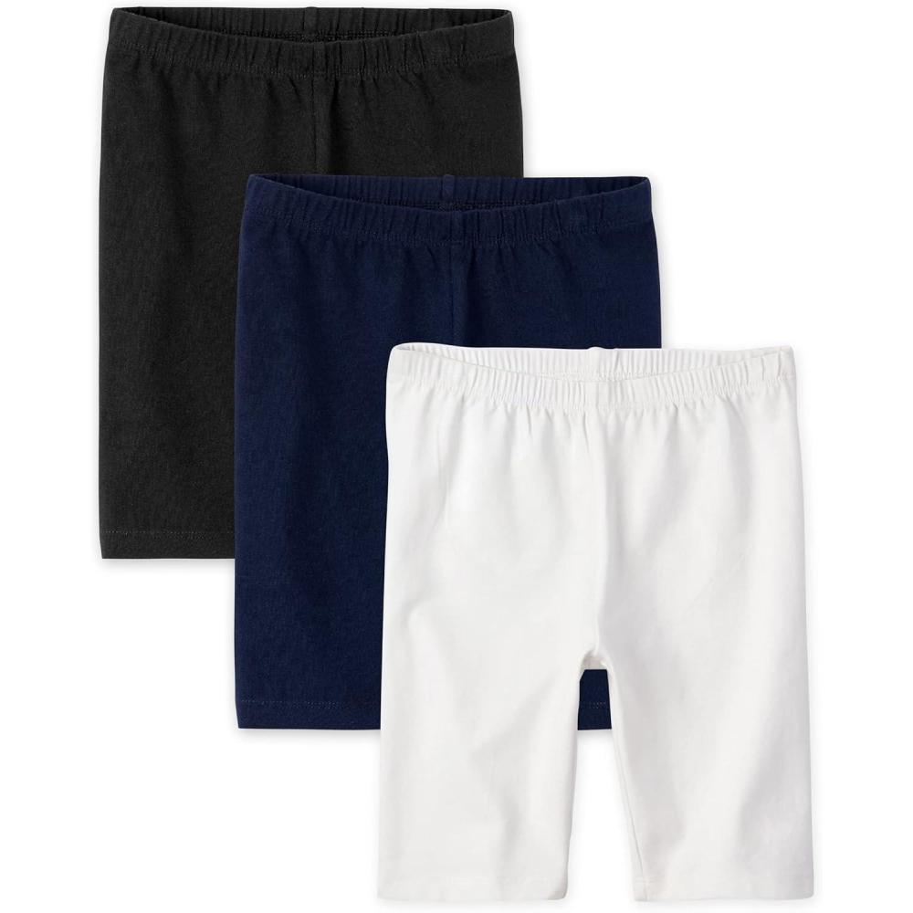 imageThe Childrens Place Girls Solid Bike ShortsBlack Tidal White 3pack