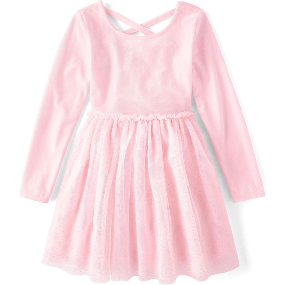 imageThe Childrens Place Girls Tutu Dress Long SleeveRose Mist Velour