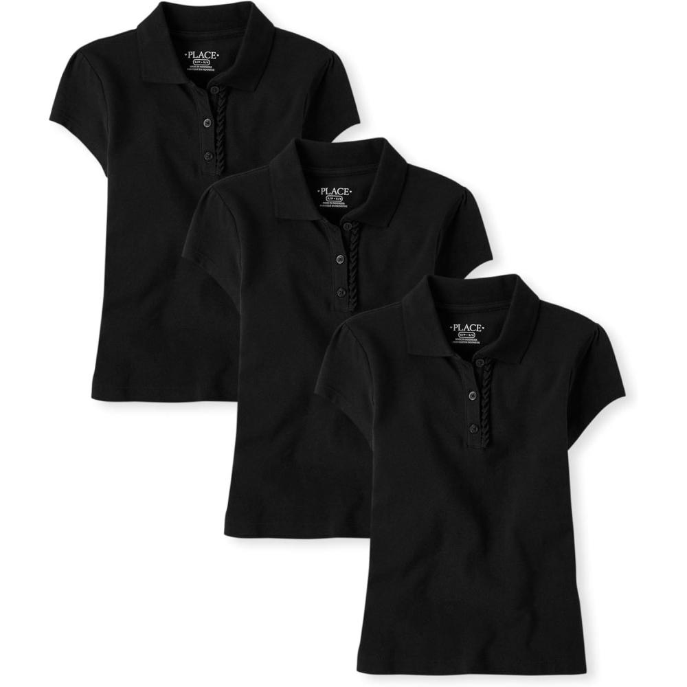 imageThe Childrens Place Multipack Short Sleeve Pique PoloBlack