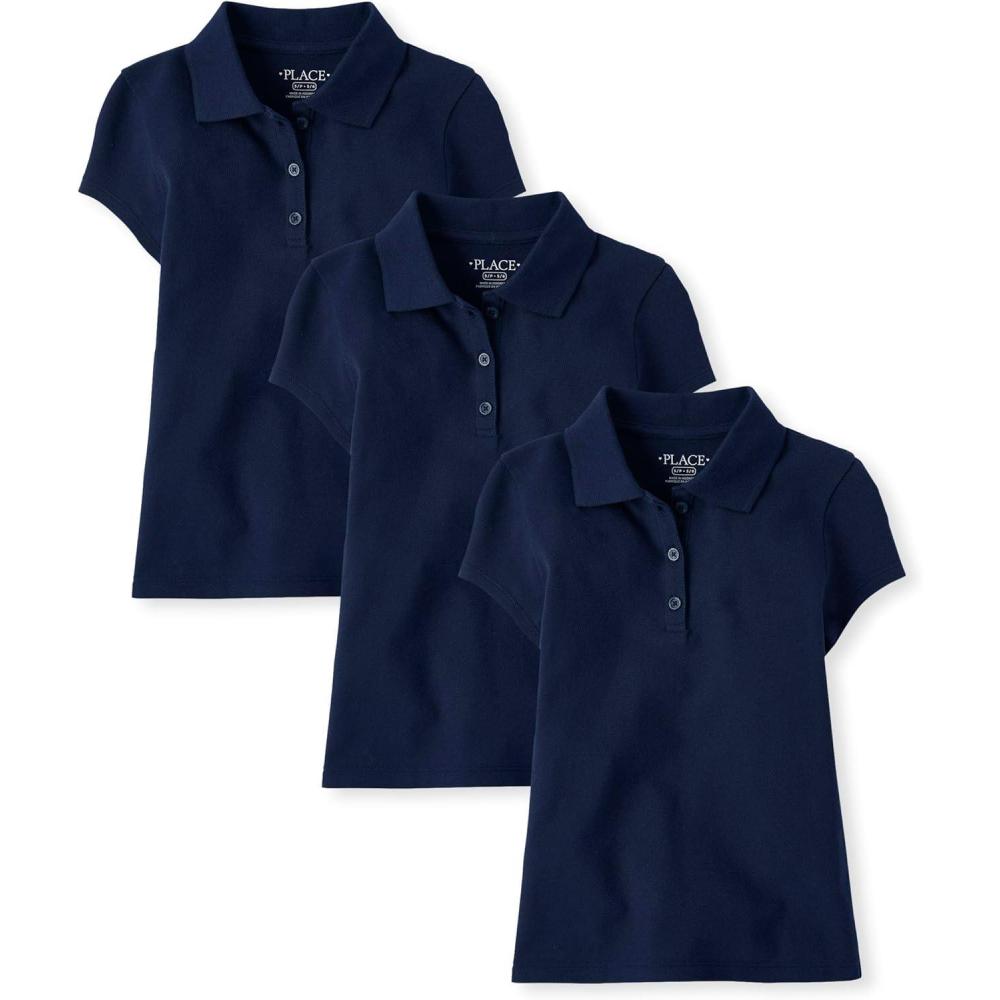 imageThe Childrens Place Multipack Short Sleeve Pique PoloTidal