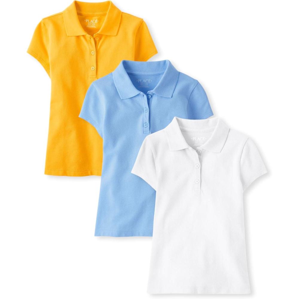 imageThe Childrens Place Multipack Short Sleeve Pique PoloYellowDaybreakWhite