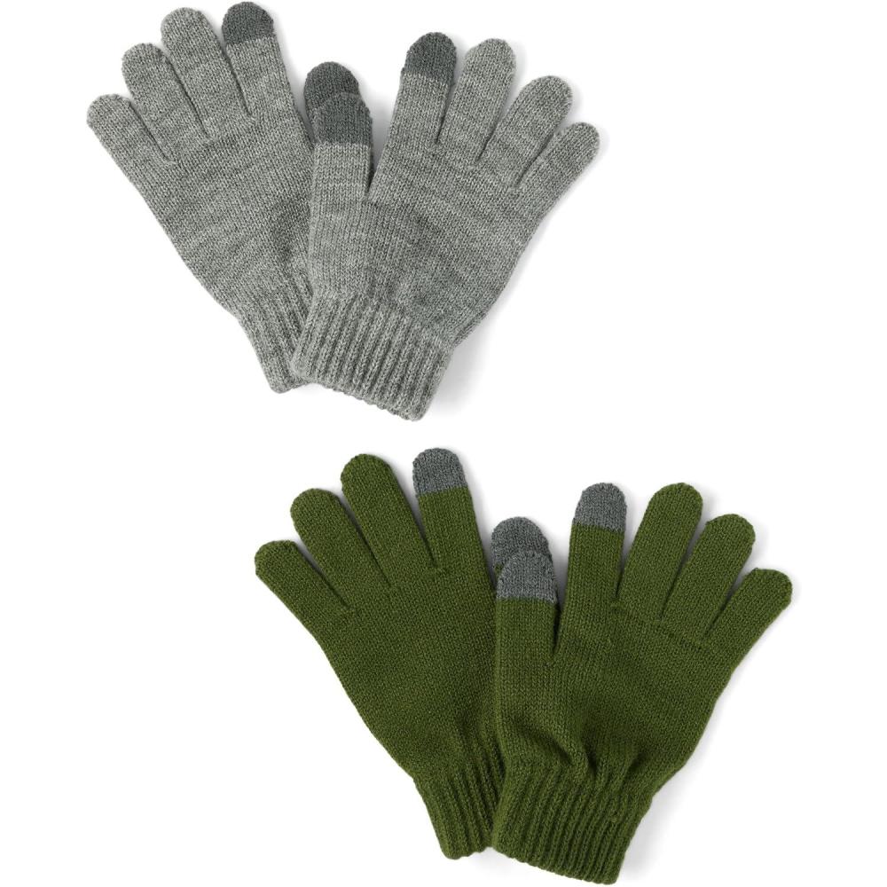 imageThe Childrens Place Unisex Kids Winter Knit Stretchy Texting Kids GlovesDark Ivy 2pack