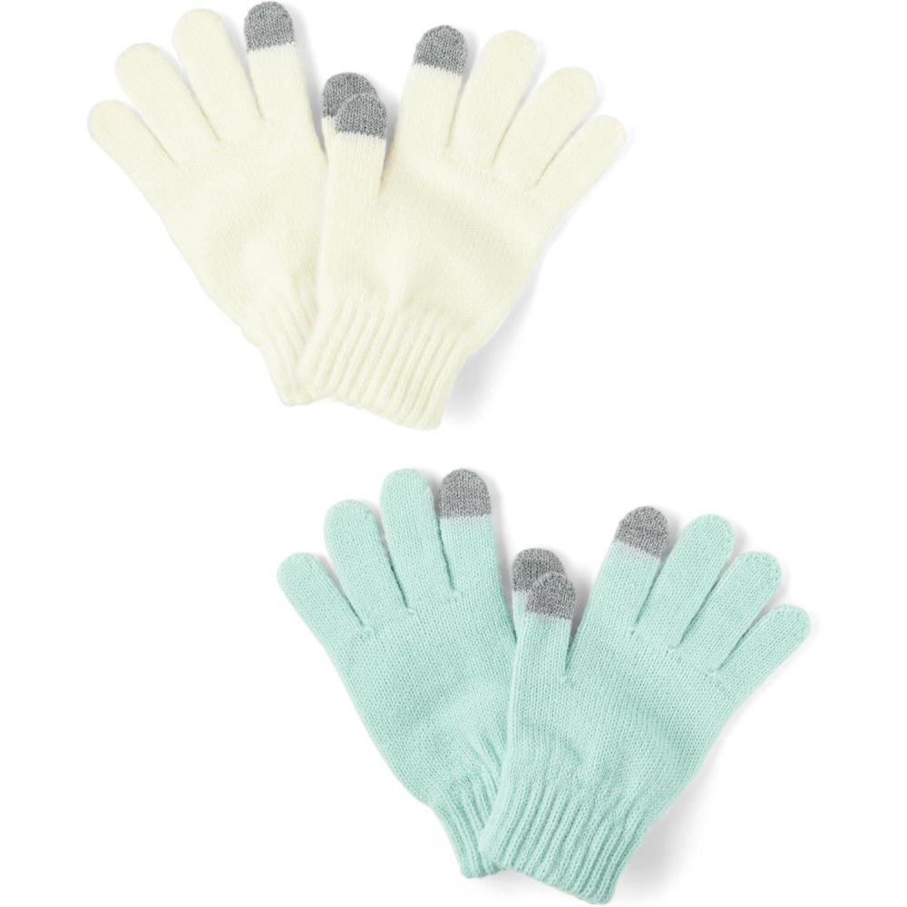 imageThe Childrens Place Unisex Kids Winter Knit Stretchy Texting Kids GlovesWintermint 2pack
