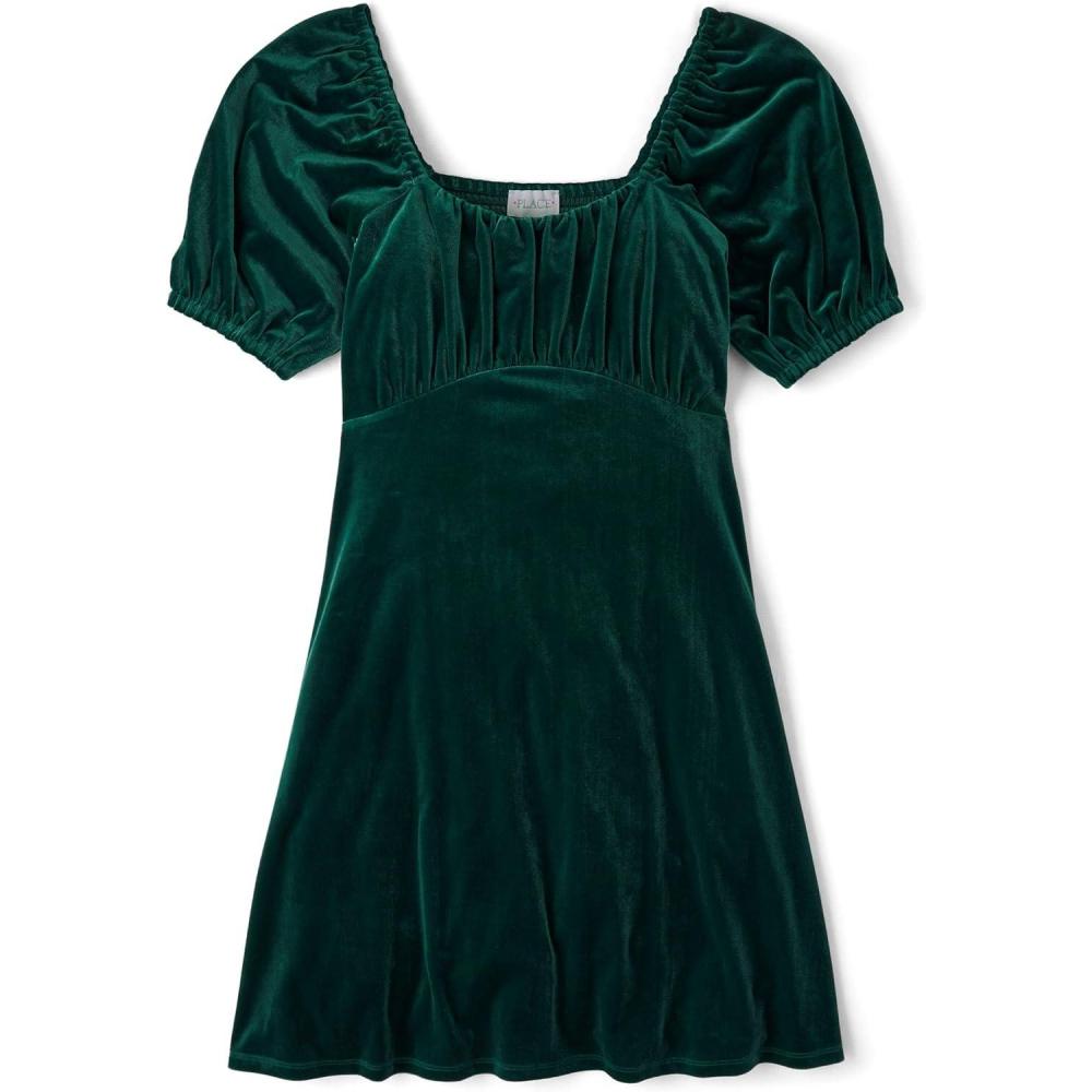 imageThe Childrens Place Womens Short Sleeve Holiday DressBalt Green Velour