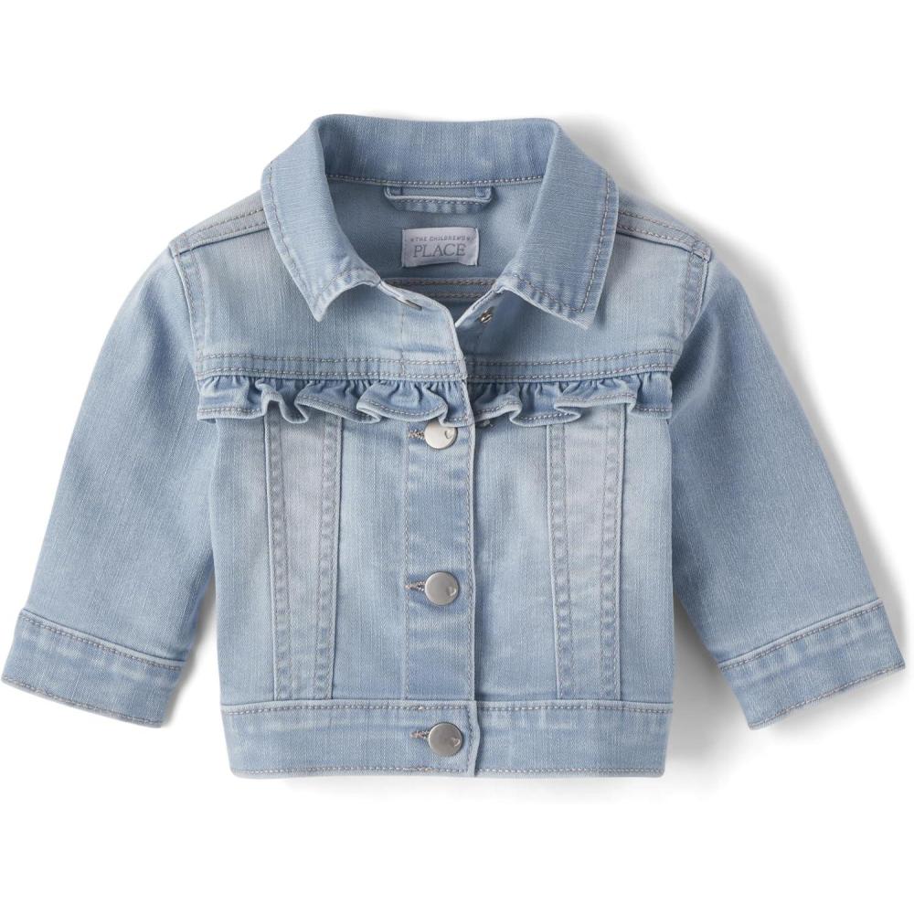 imageThe Childrens Place baby girls Ruffle Denim JacketRuffle Bramble Wash