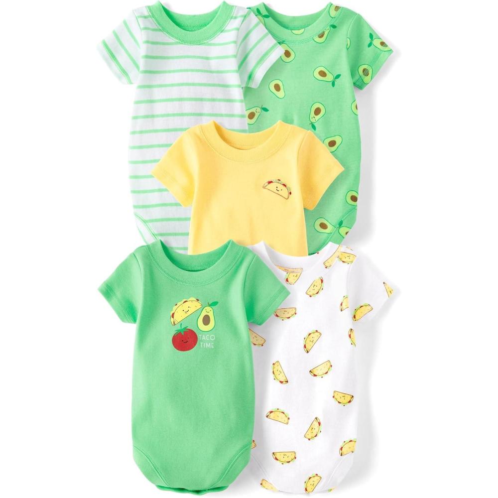 imageThe Childrens Place babyboys And Newborn Short Sleeve Bodysuits MultipacksFood 5pack
