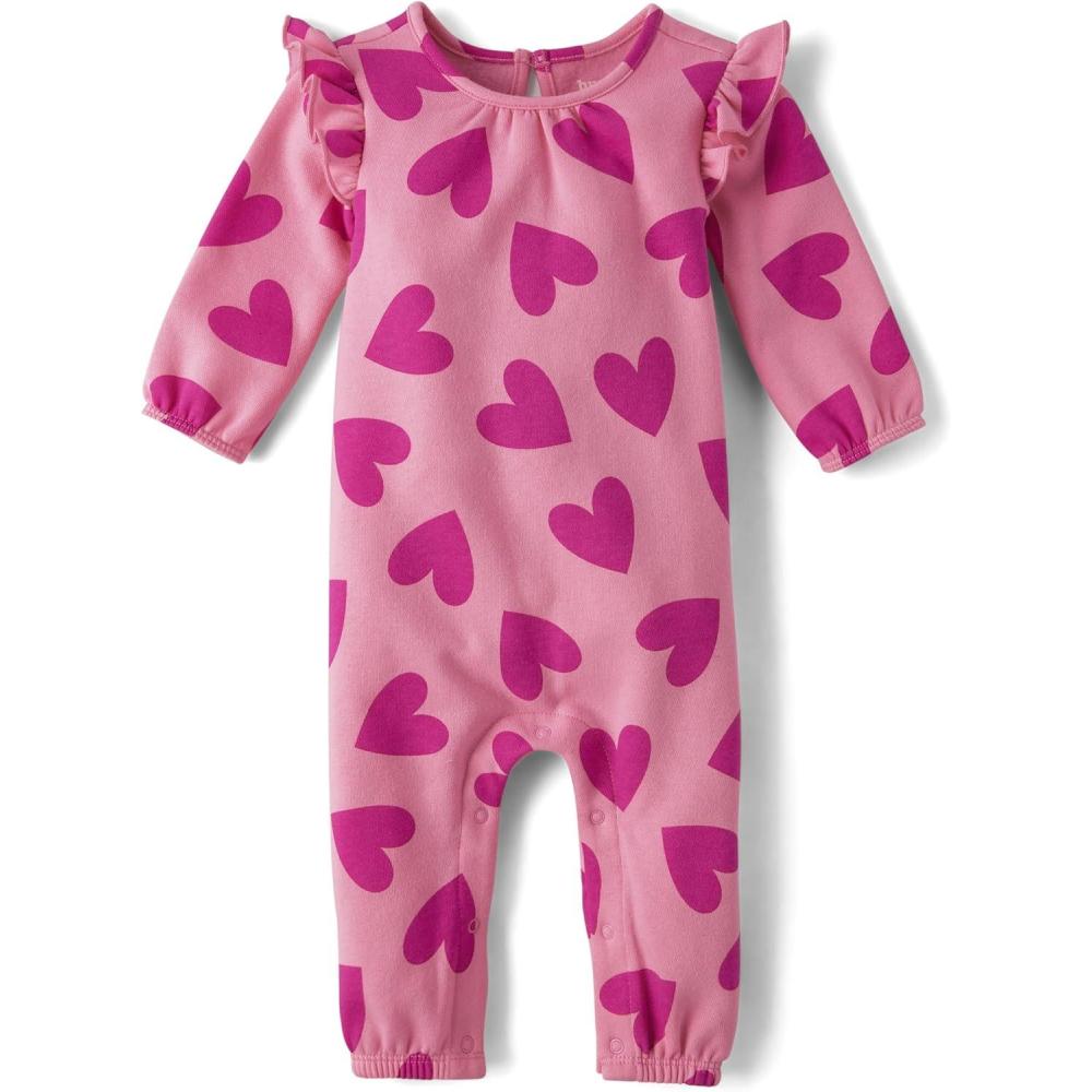 imageThe Childrens Place babygirls And Newborn Long Sleeve RomperPink Hearts