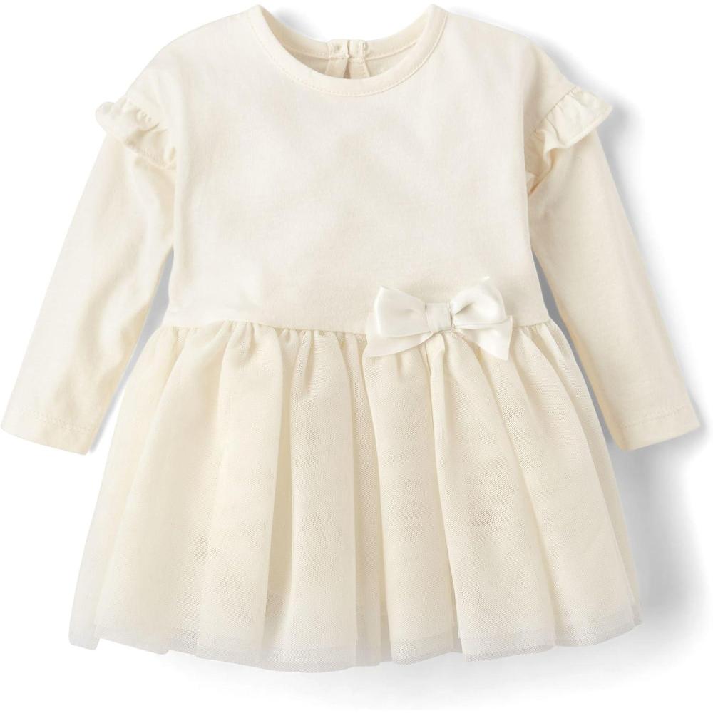 imageThe Childrens Place babygirls And Newborn Long Sleeve RomperWhite Daisy Tutu