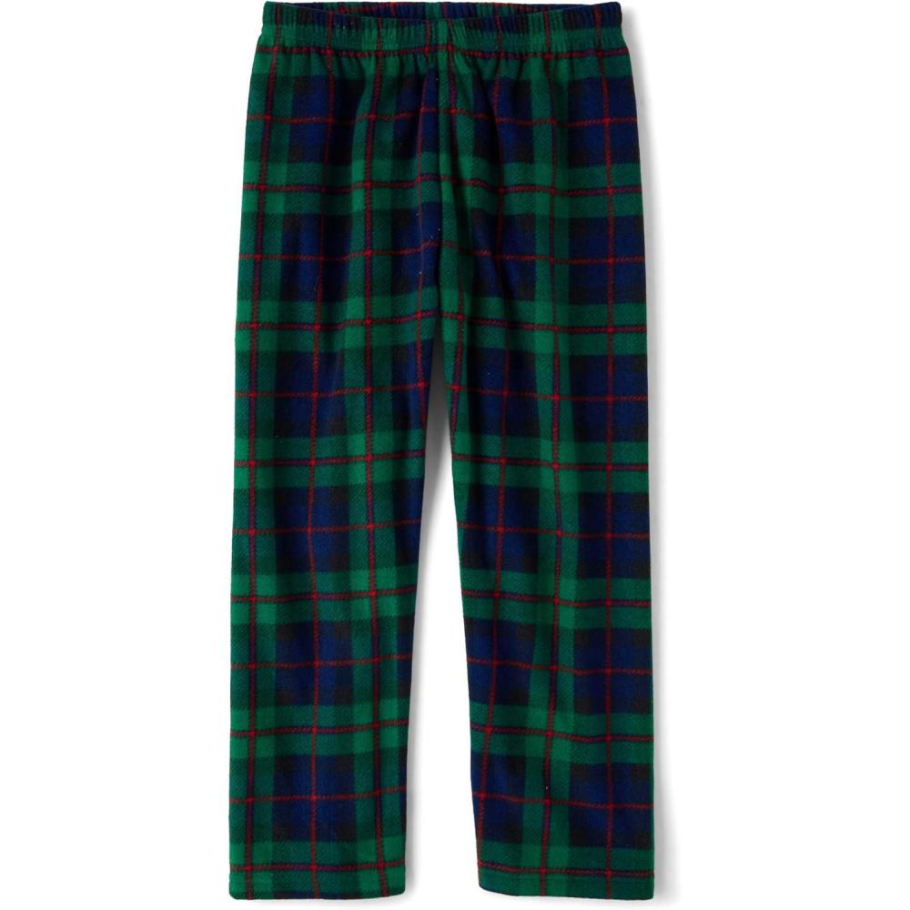 imageThe Childrens Place boys Fleece Pajama PantsGreen Tartan