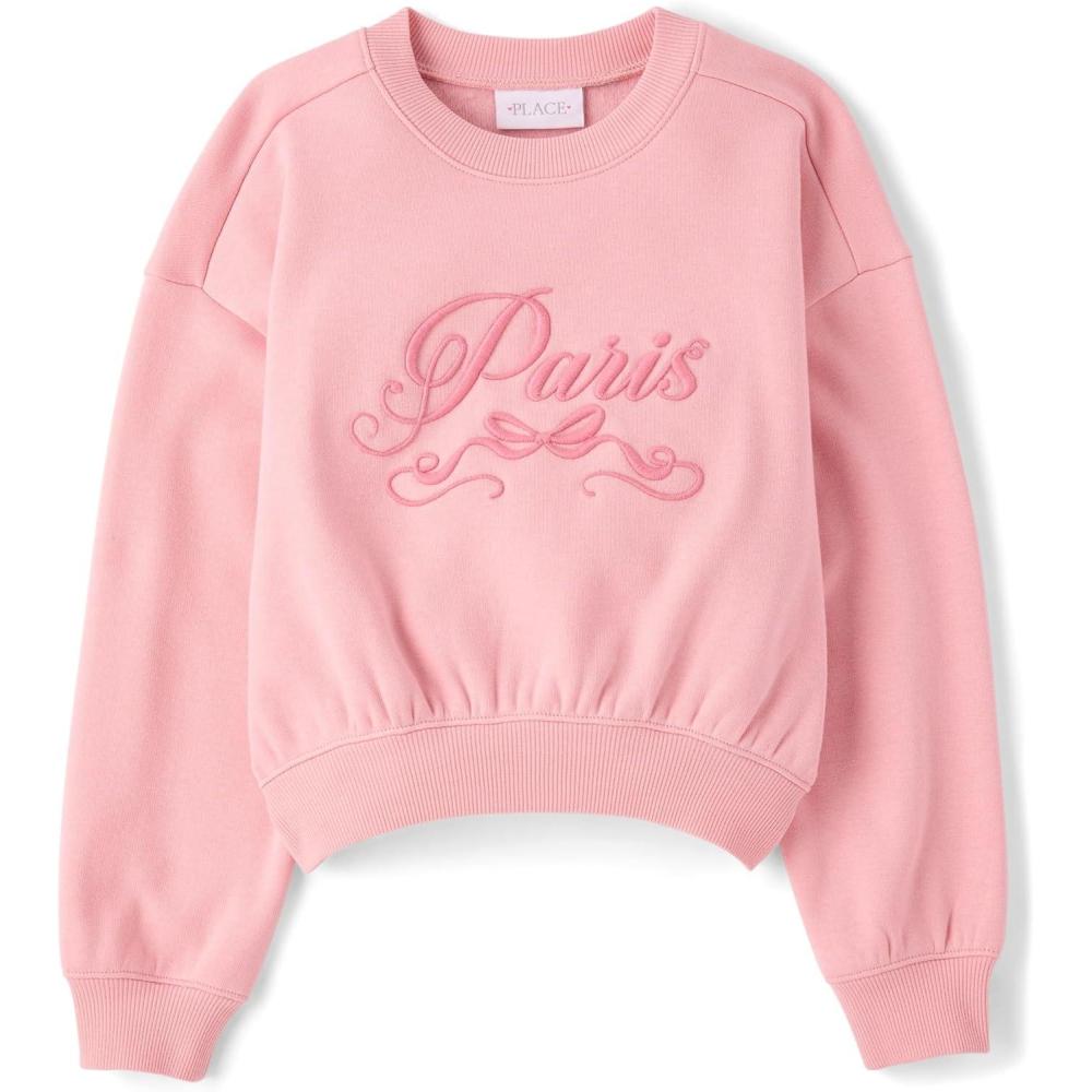 imageThe Childrens Place girls Active Long Sleeve Embellished Winter Warm SweatshirtParis