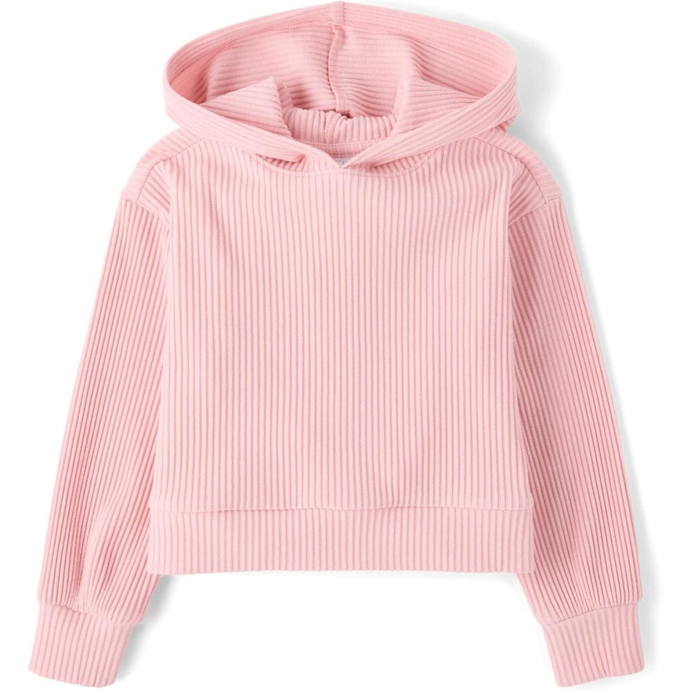 imageThe Childrens Place girls Active Long Sleeve Plush Hooded SweatshirtLt Plum Ribbed